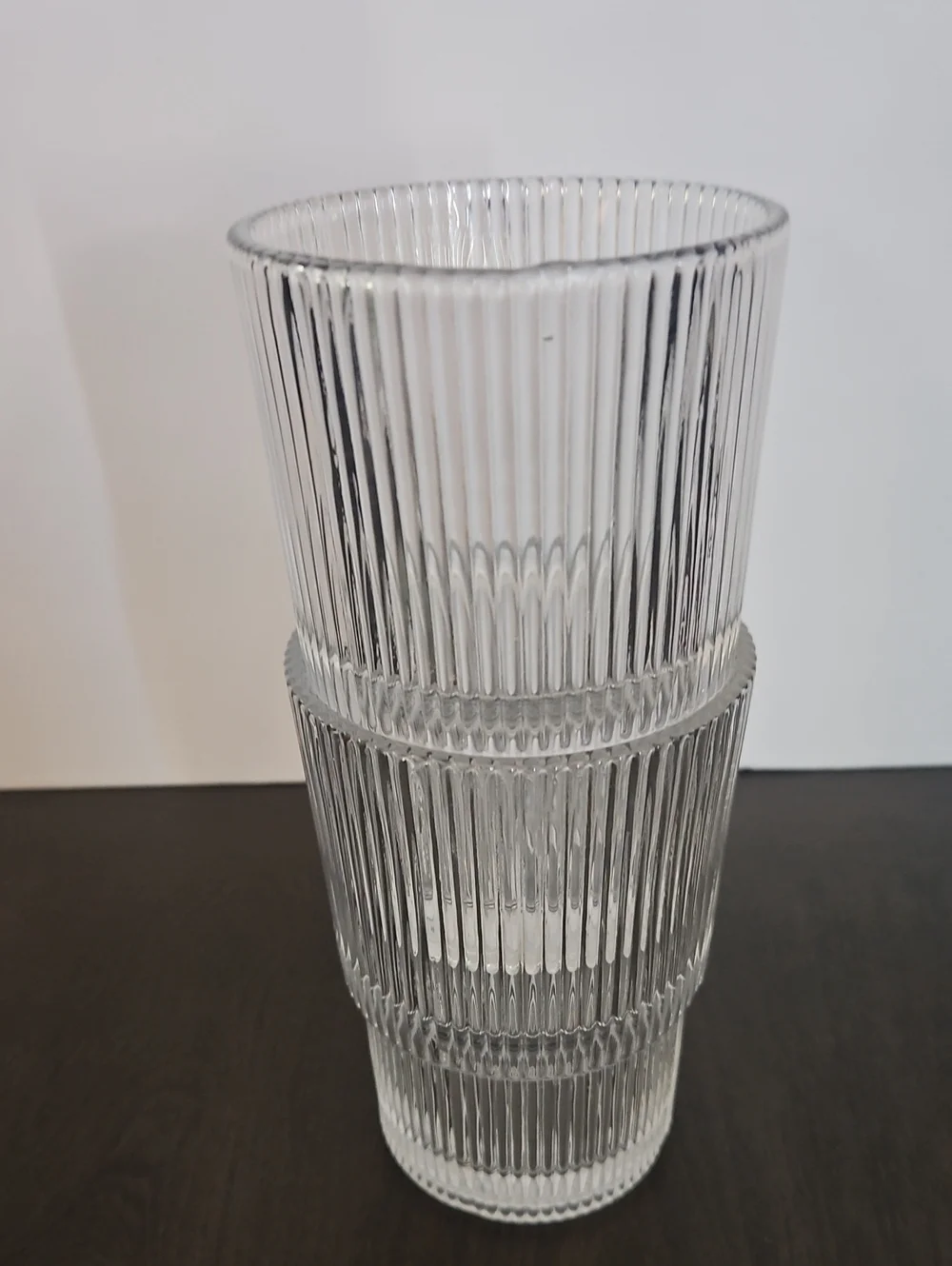 Crate & Barrel Set Of 2 Atwell 16-Oz. Stackable Ribbed Highball Glass